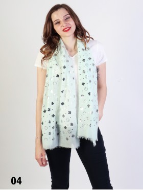 Foil Clover Frayed Scarf